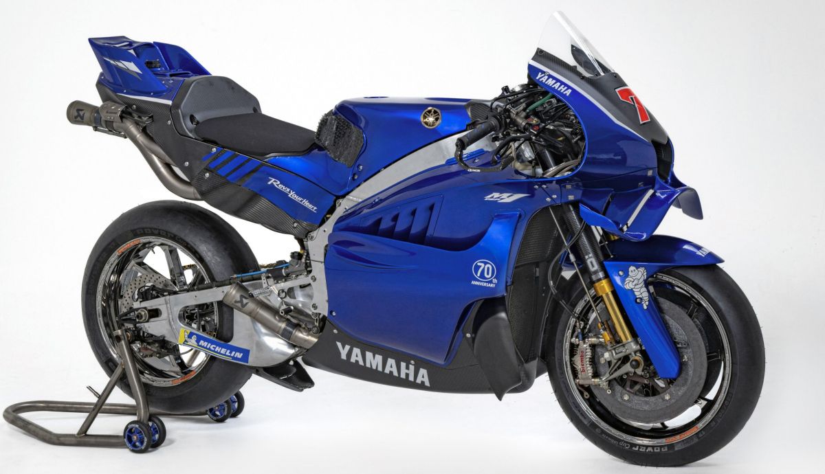 La Yamaha YZR M1 con el motor V4 que llevará el probador Augusto Fernández en su wild card en Misano