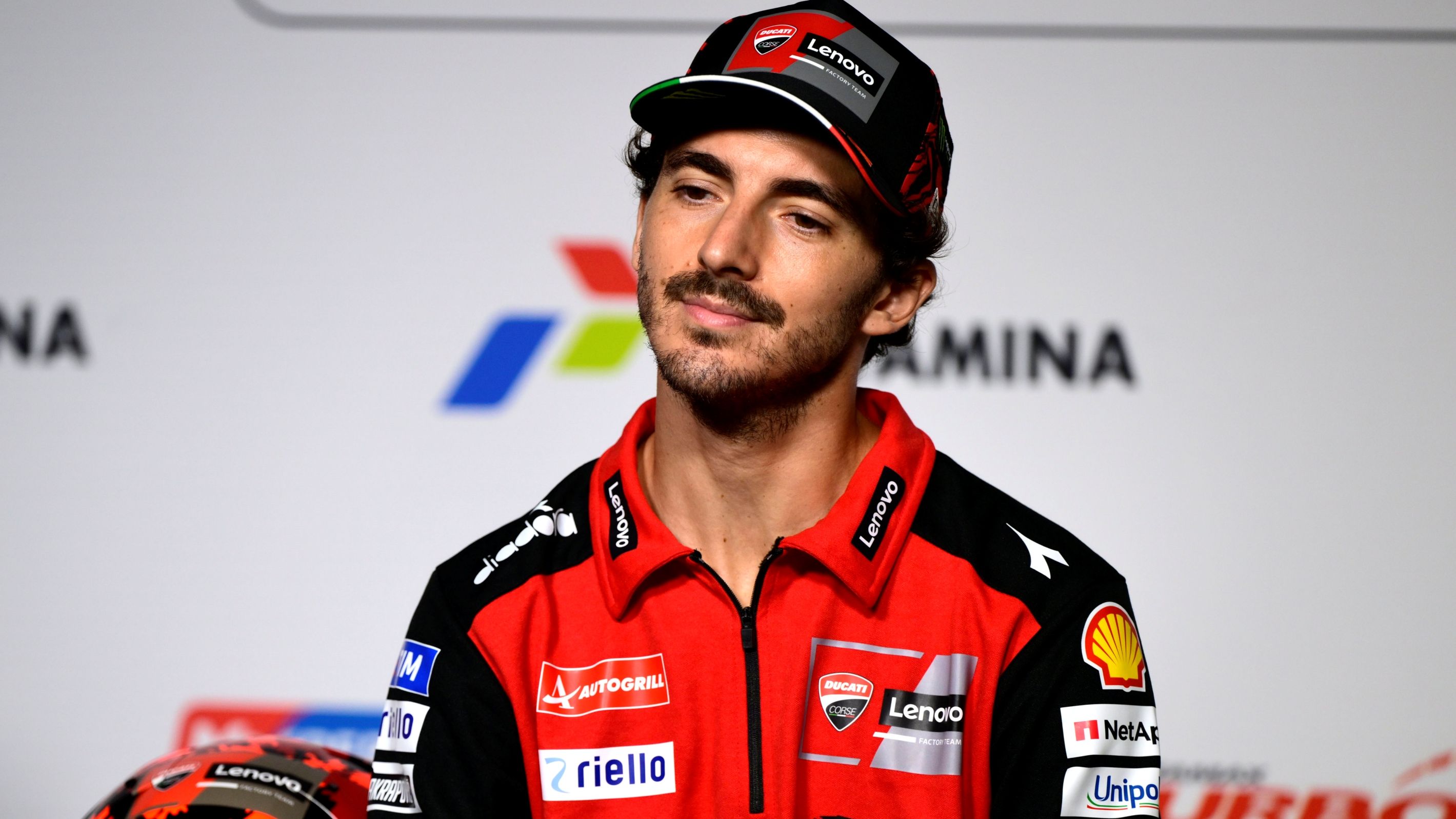 Pecco Bagnaia en la rueda de prensa del GP de Indonesia de MotoGP 2025