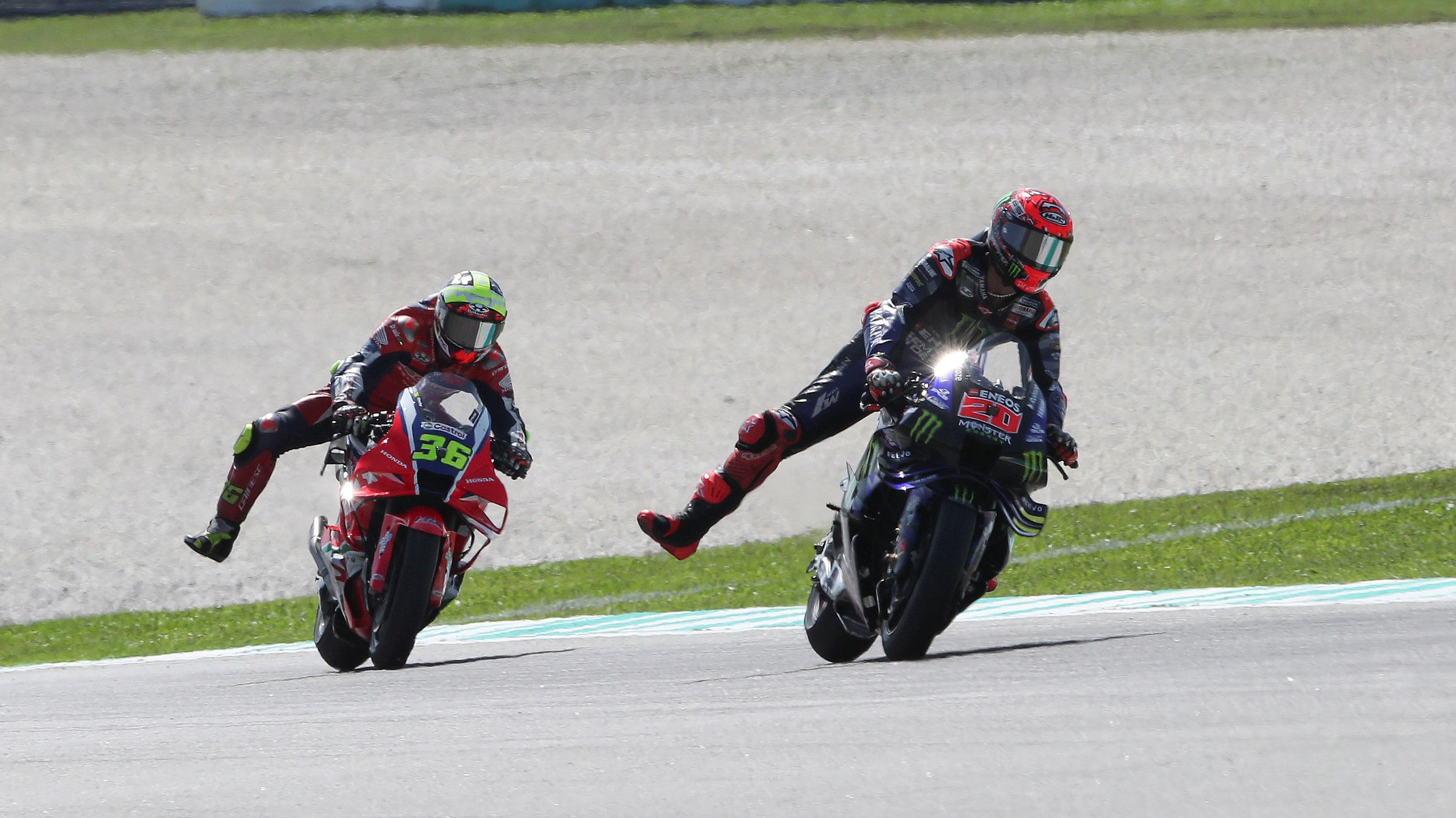 Fabio Quartararo y Joan Mir frenando sincronizados, MotoGP Malasia 2025