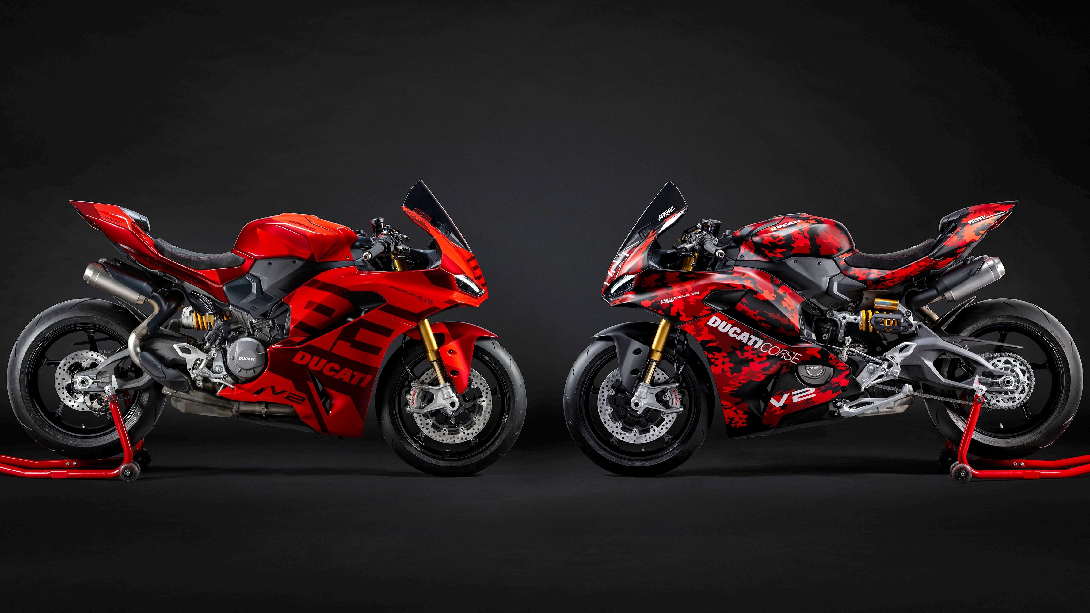 Las Ducati Panigale V2 MM93 y FB63 en honor a Marc Márquez y Pecco Bagnaia