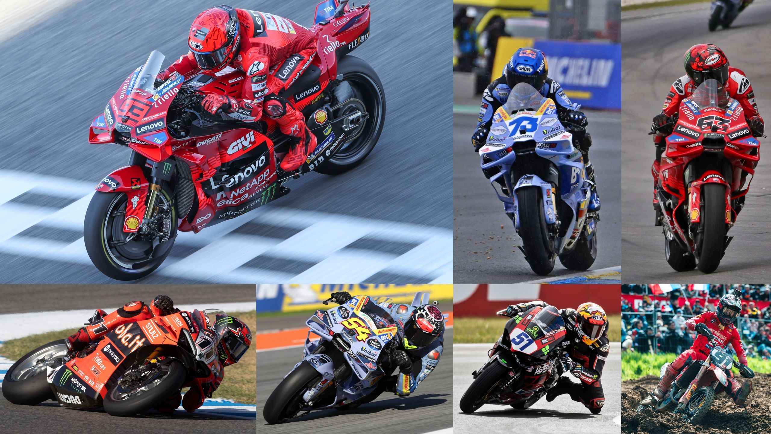 Marc Márquez ha sido campeón y Álex Márquez, Pecco Bagnaia, Nicolò Bulega, Fermín Aldeguer y Jaume Masià han ganado y Jeremy Seewer ha hecho podio con Ducati en 2025