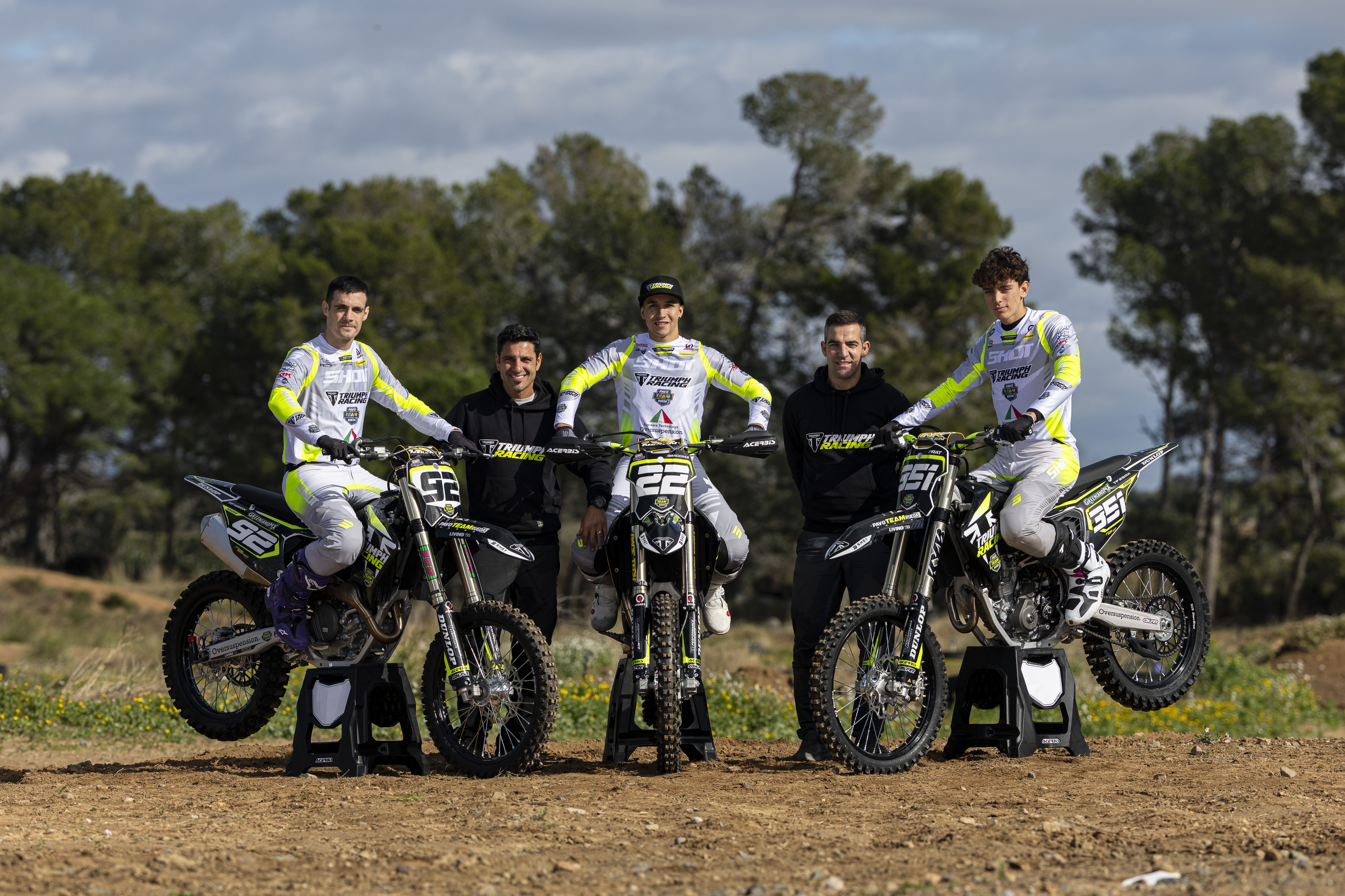 Triumph España en el Nacional de Motocross 2026. Valentin, Prat y Braceras,  los pilotos .