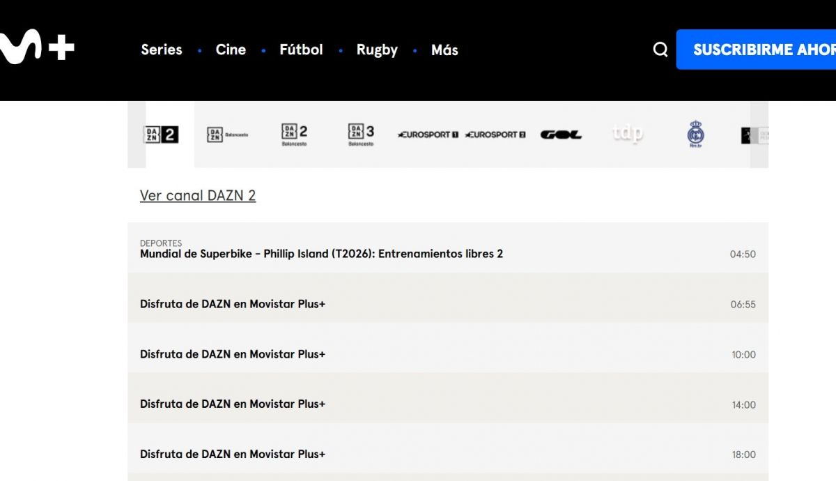 El WorldSBK 2026 se verá en Movistar+ a través de los canales de DAZN