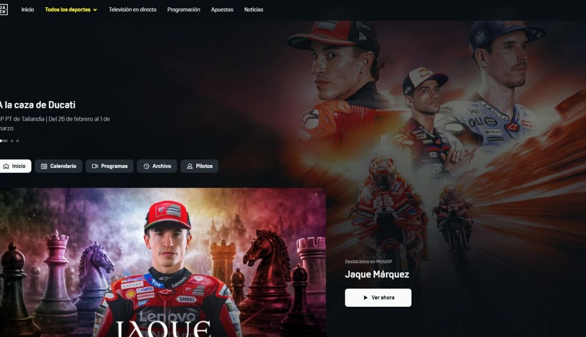 Parrilla de contenidos de MotoGP 2026 en DAZN