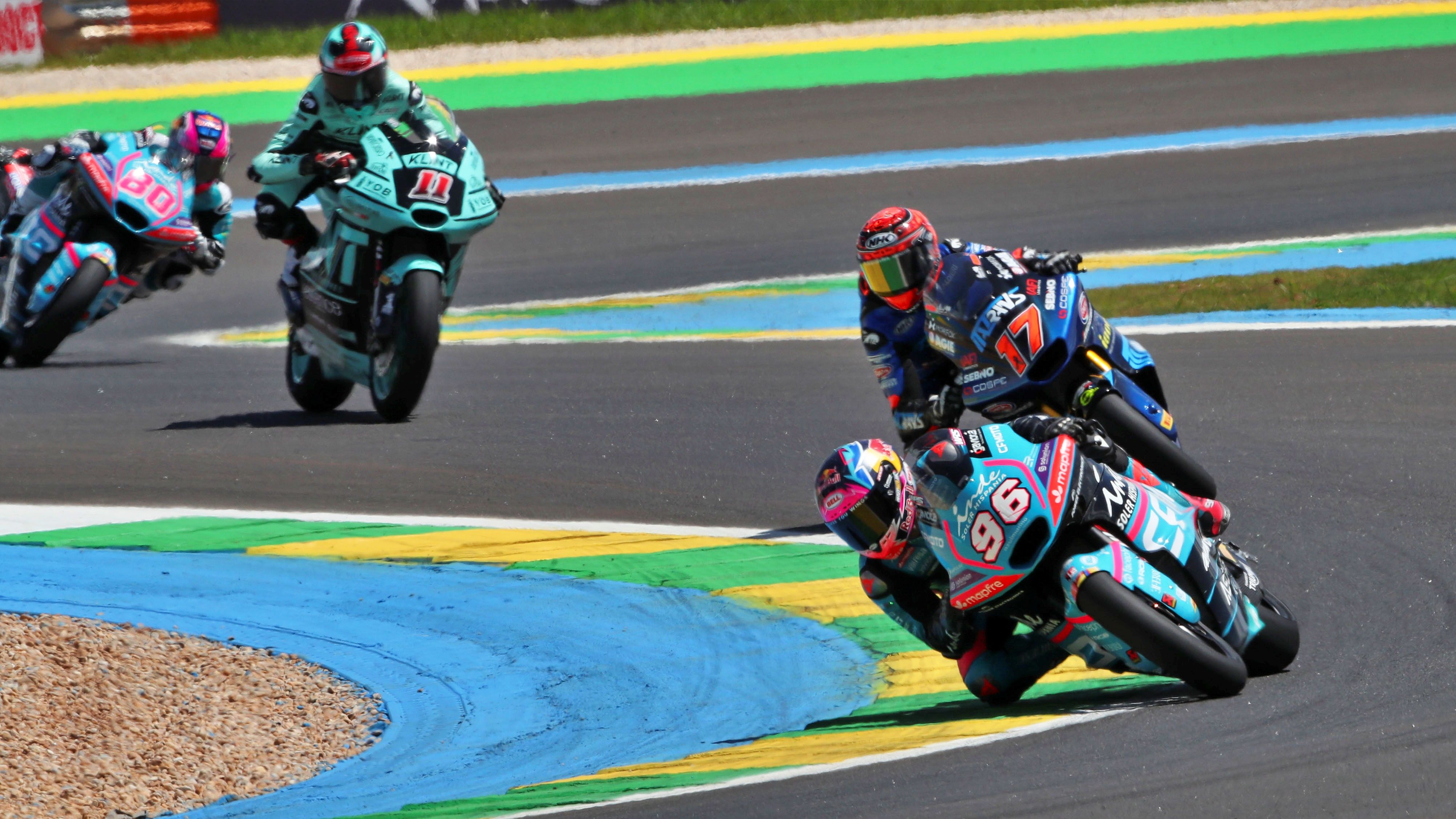 Dani Holgado seguido por Dani Muñoz, Moto2 Brasil 2026