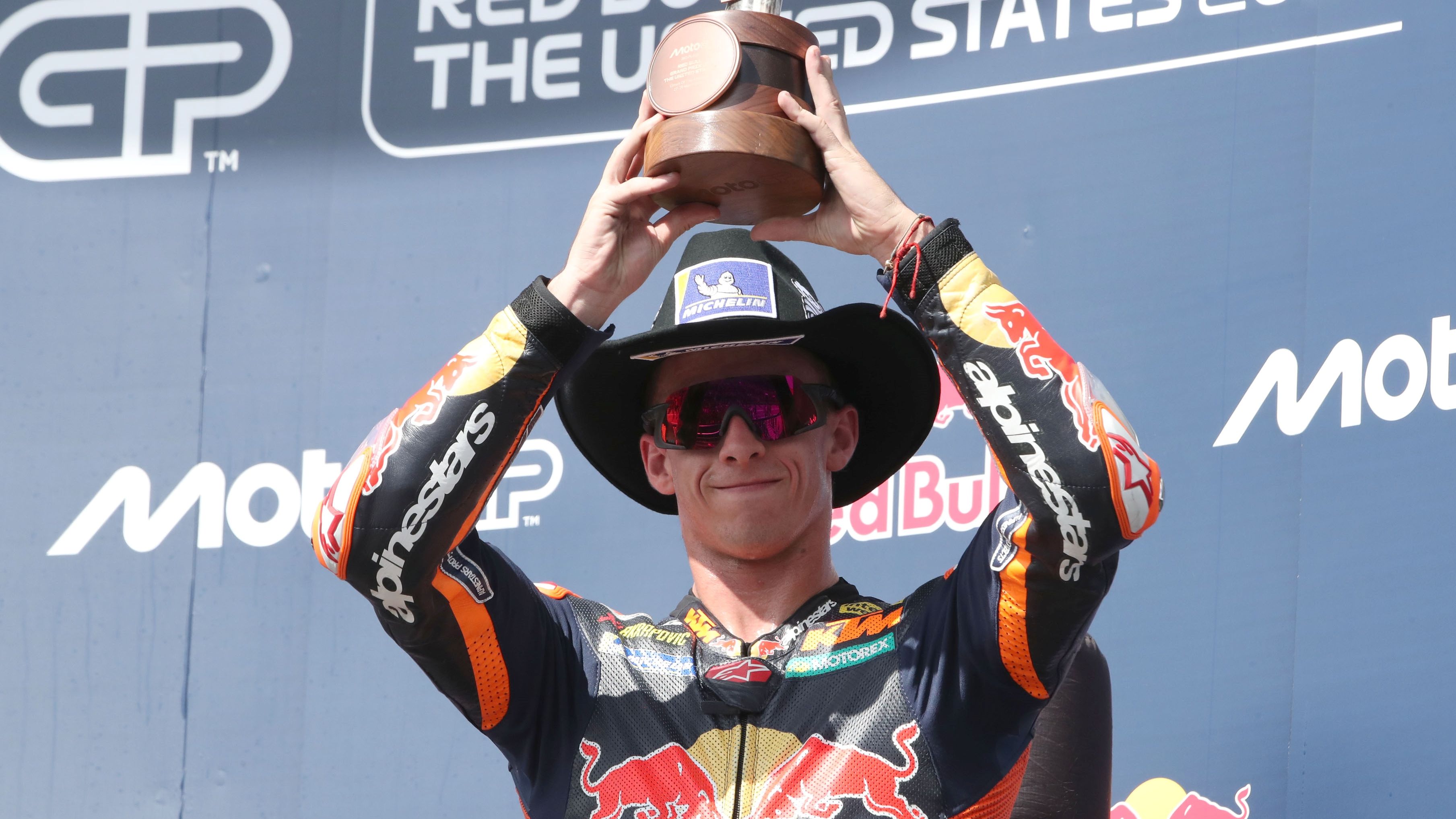 Pedro Acosta en el podio del GP de Estados Unidos de MotoGP 2026