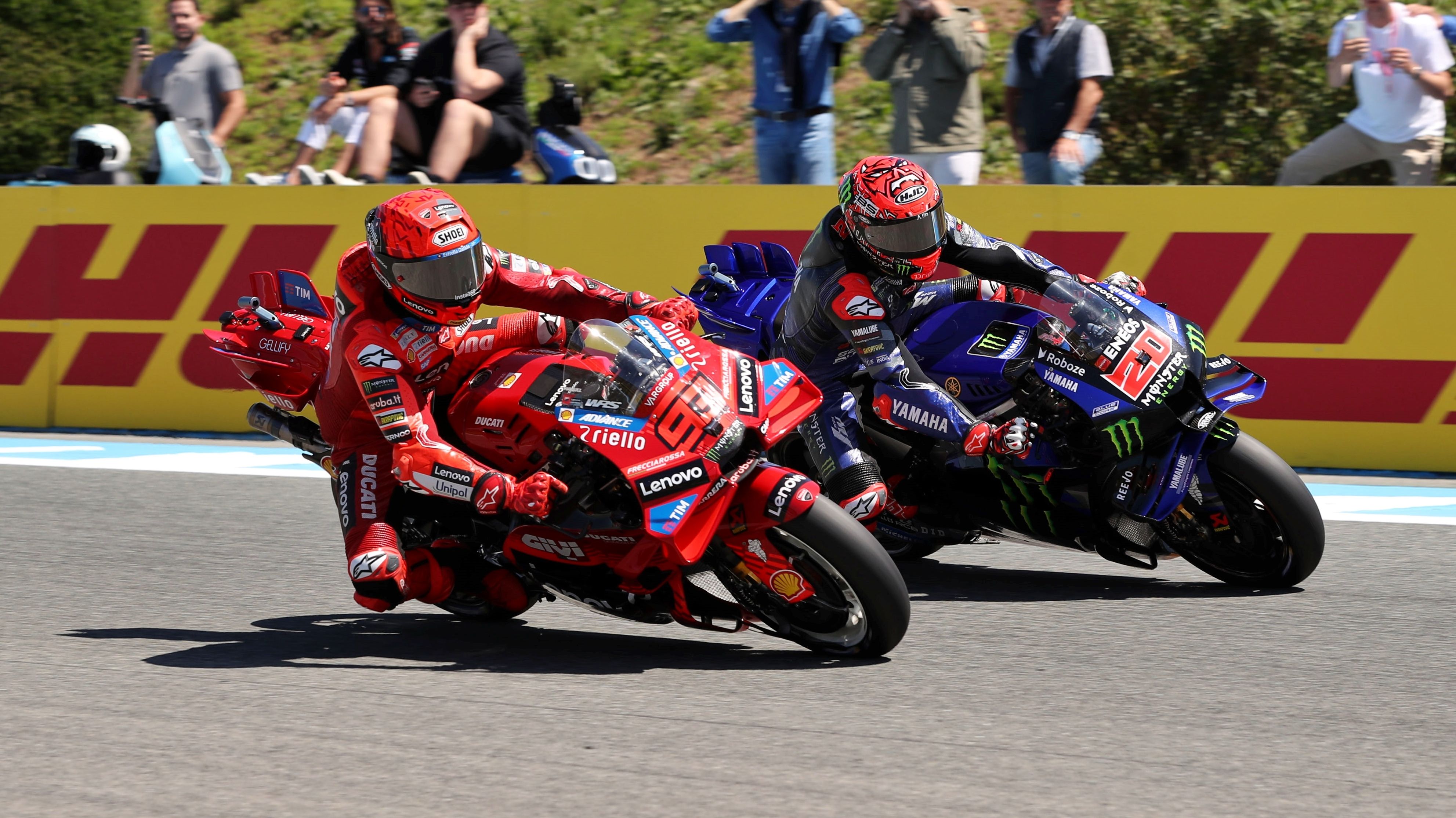 Marc Márquez y Fabio Quartararo en el Sprint de MotoGP el año pasado en Jerez
