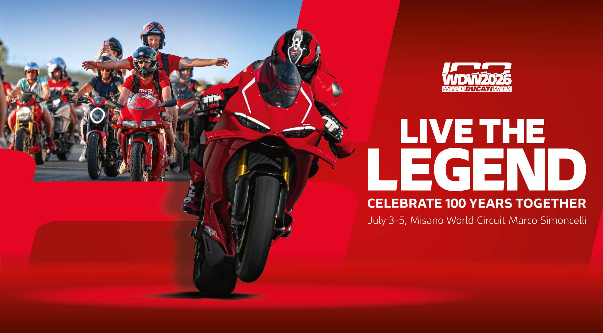 World Ducati Week 2026, del 3 al 5 de julio en Misano.
