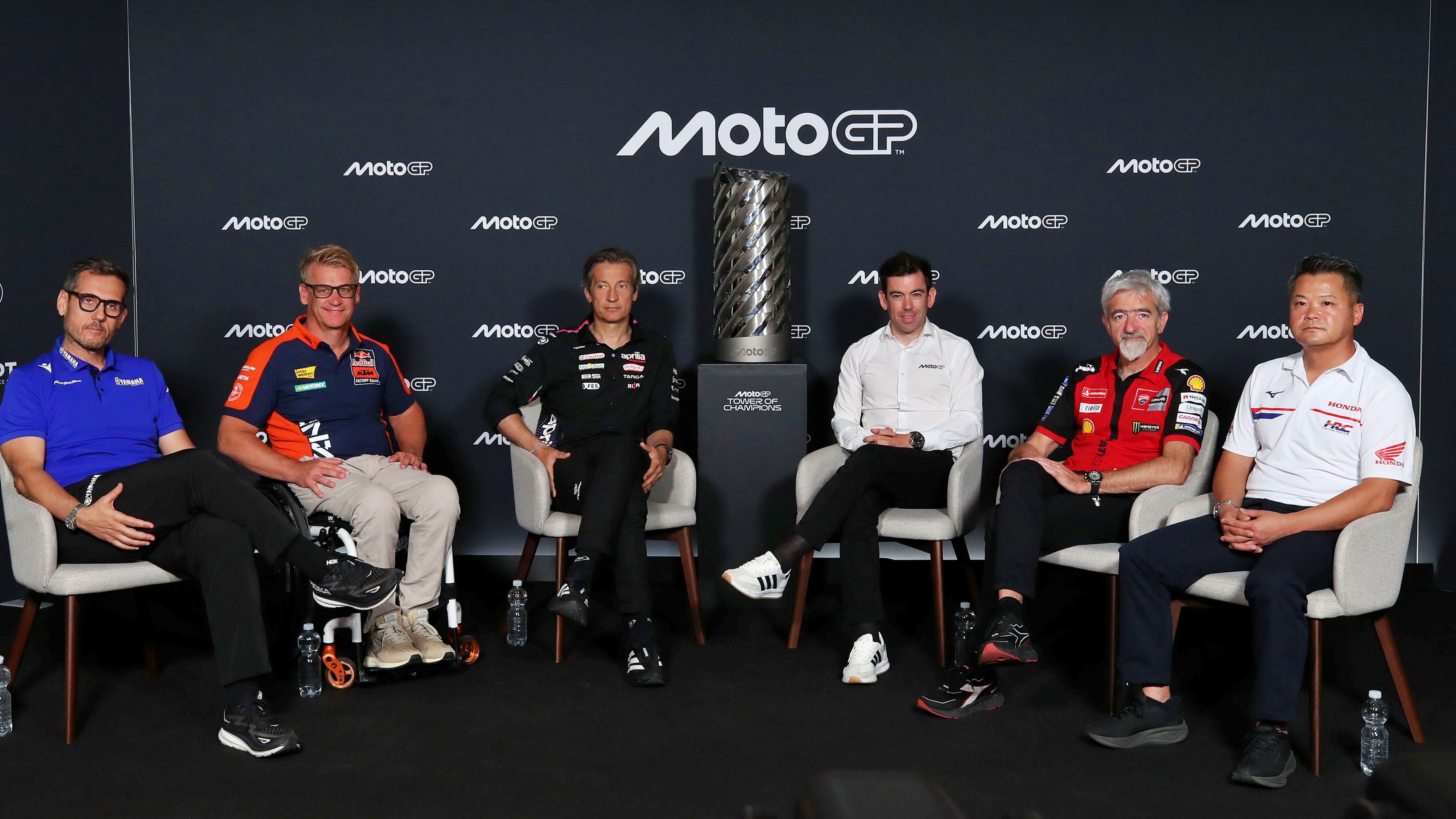 Yamaha, KTM, Aprilia, MotoGP, Ducati y Honda han estado representadas en la rueda de prensa