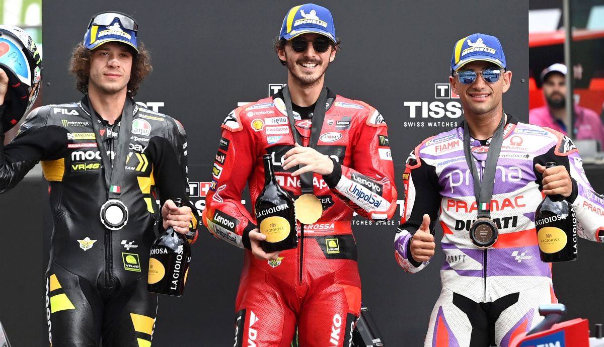 Pecco Bagnaia, Marco Bezzecchi y Jorge Martín fueron tres de los seis ganadores con Ducati en 2023