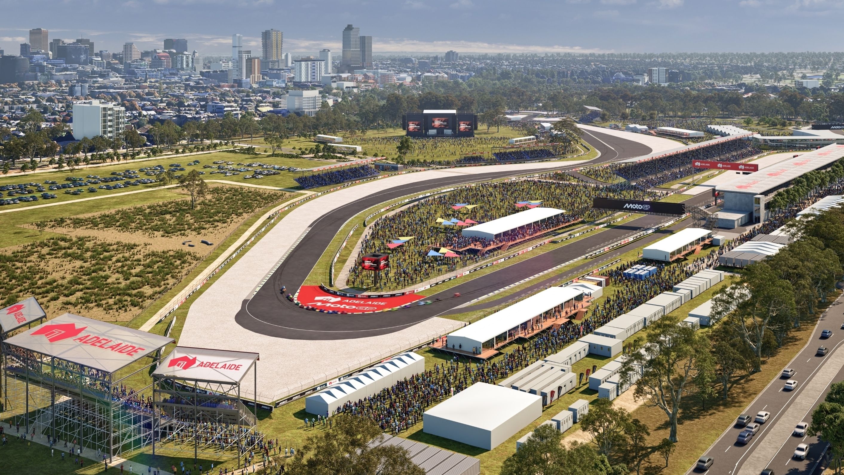 Simulación del circuito urbano de Adelaida al que acudirá MotoGP en 2027