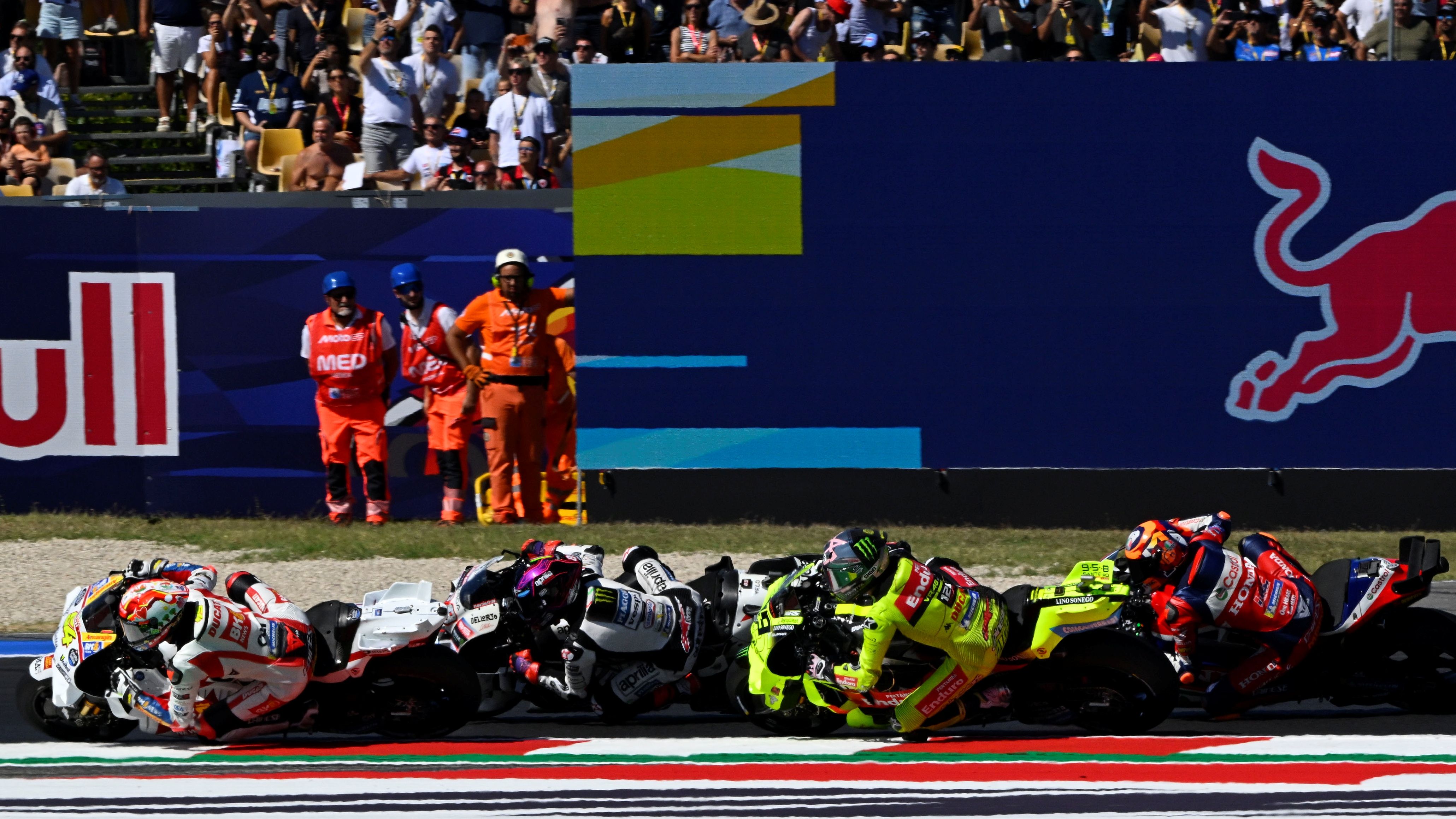 Fermín Aldeguer, Jorge Martín, Fabio Di Giannantonio y Luca Marini, MotoGP Misano 2026