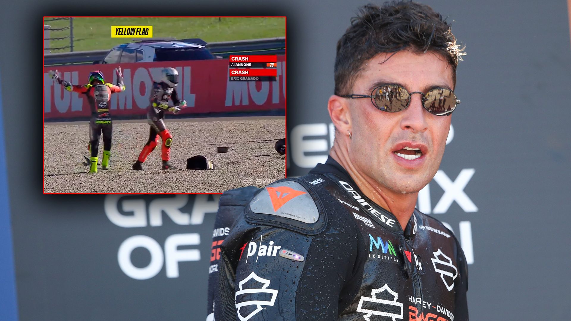 ¡Menuda liada! Andrea Iannone se lleva por delante a Eric Granado en plena lucha por el título