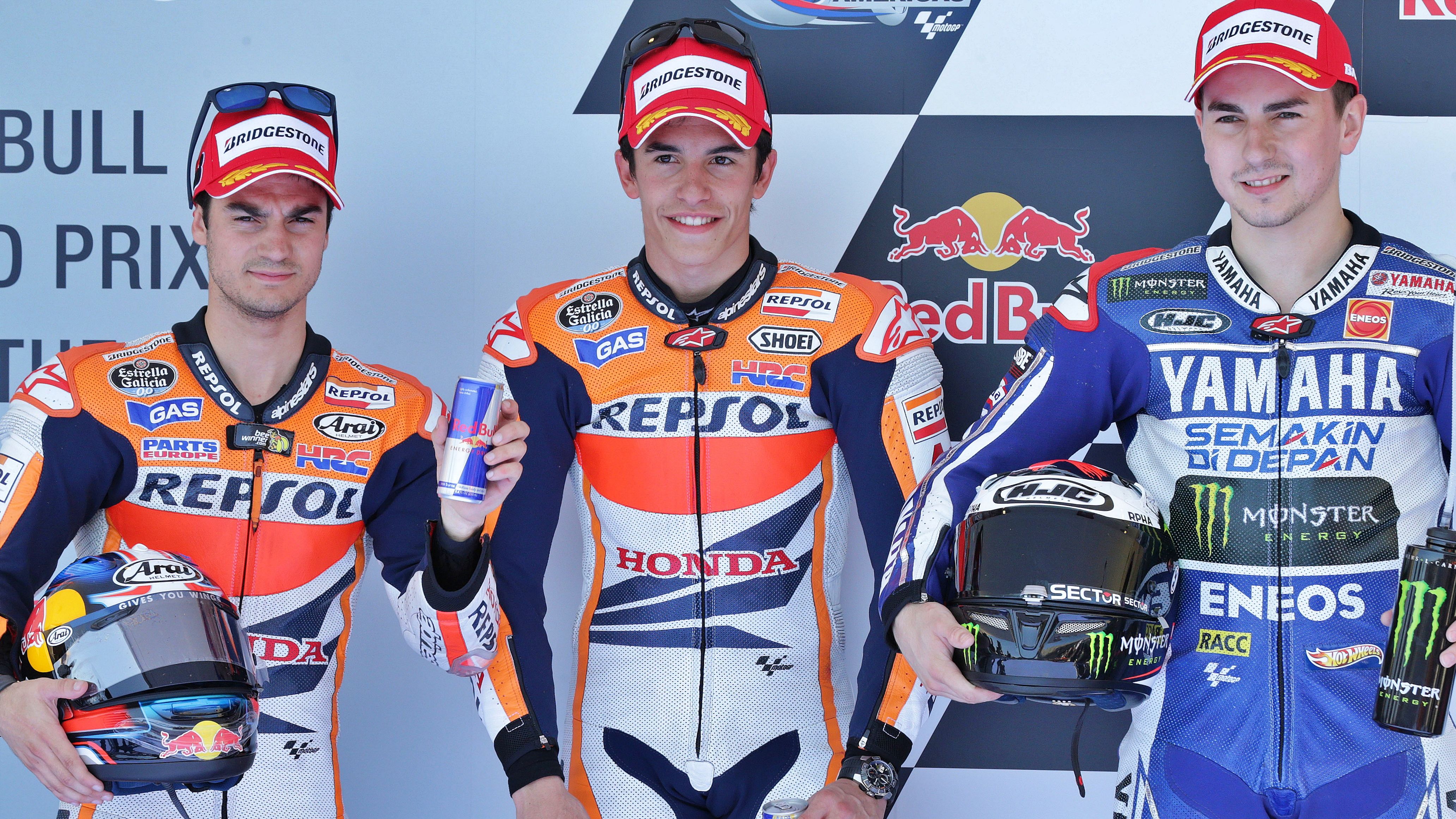 Marc Márquez, Dani Pedrosa y Jorge Lorenzo son los tres mayores ganadores españoles en MotoGP