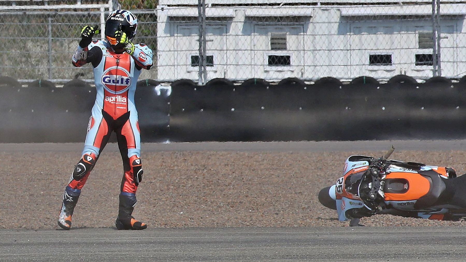 Raúl Fernández tras el accidente en el Sprint de Mandalika