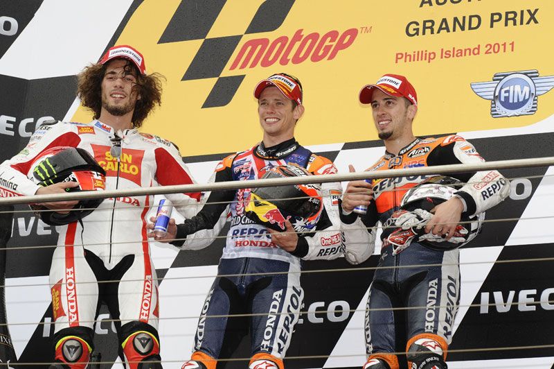 GP Australia 2011. MotoGP. Simoncelli, Stoner, Dovizioso