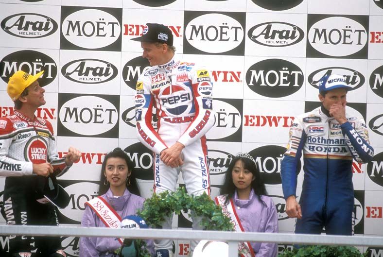 Kevin Schwantz, Wayne Rainey y Eddie Lawson
