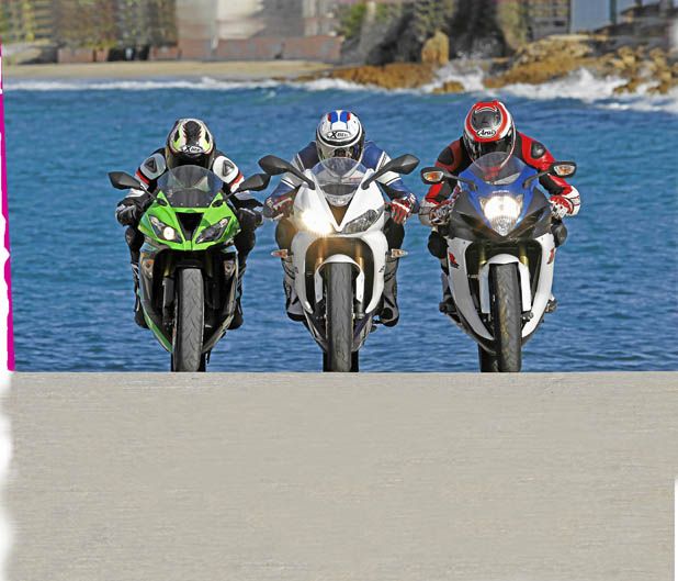 Comparativa Kawasaki ZX-6R 636, Suzuki GSX-R 750 y Triumph Daytona 675