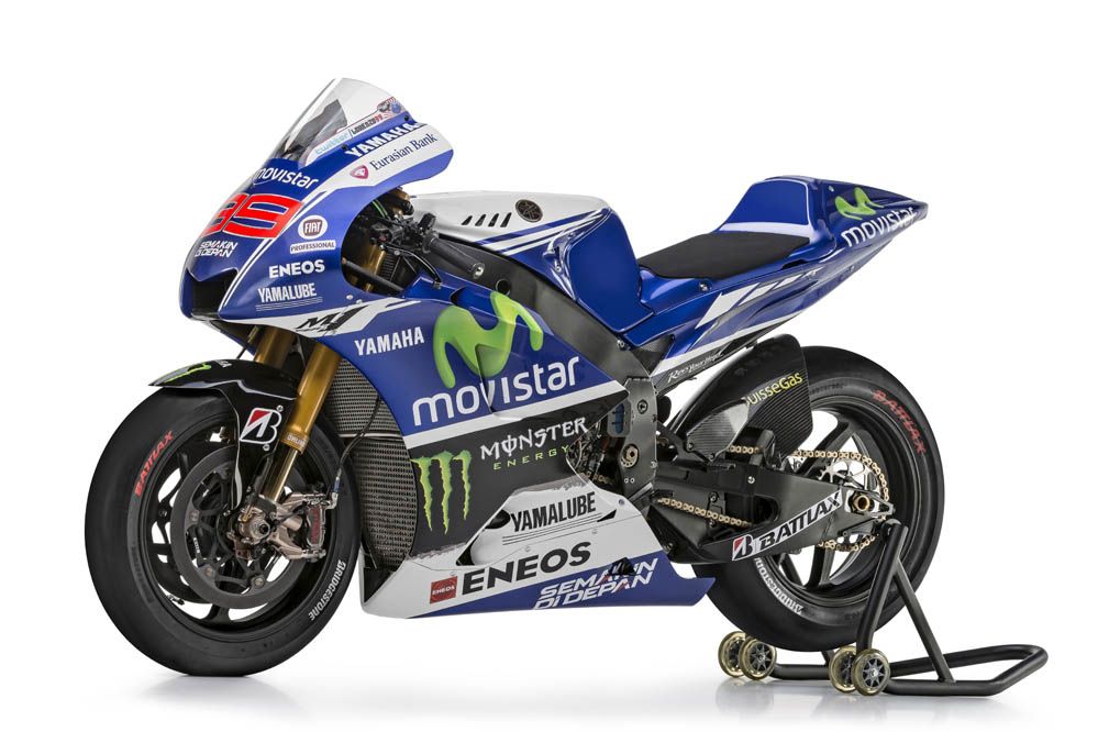 Las Yamaha de Lorenzo y Rossi con los colores de Movistar