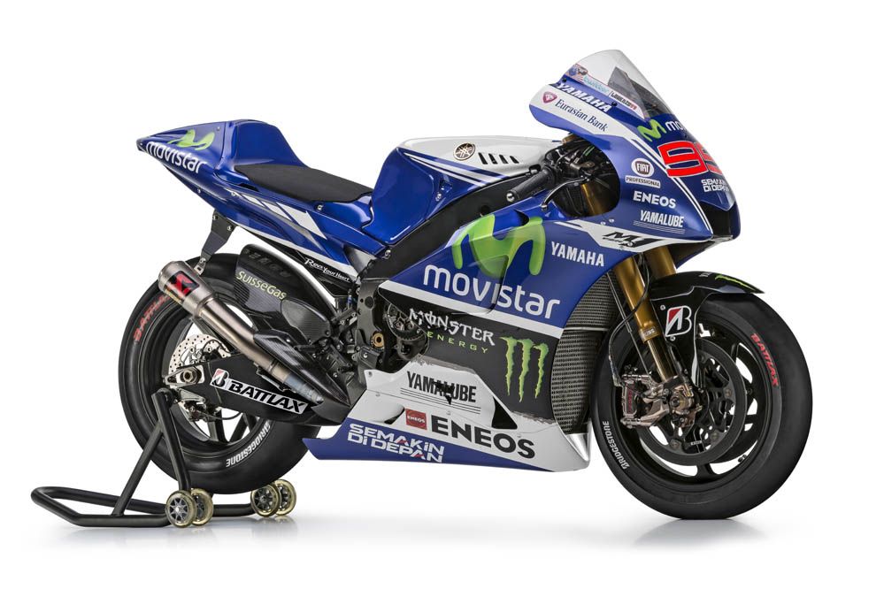 Las Yamaha de Lorenzo y Rossi con los colores de Movistar