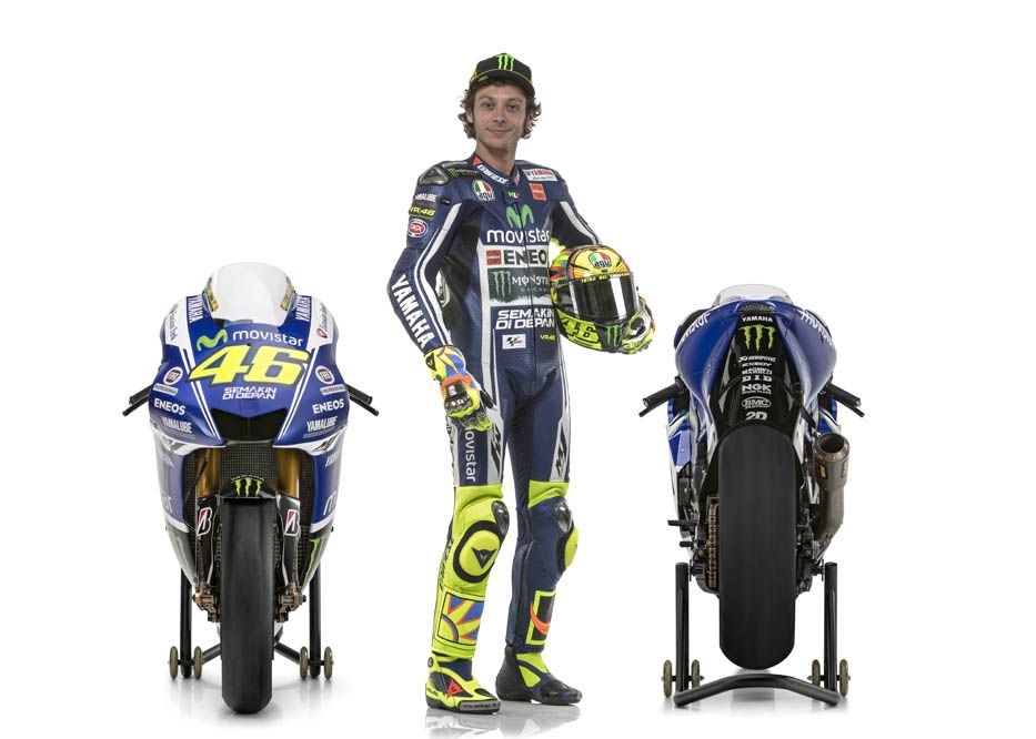 Las Yamaha de Lorenzo y Rossi con los colores de Movistar