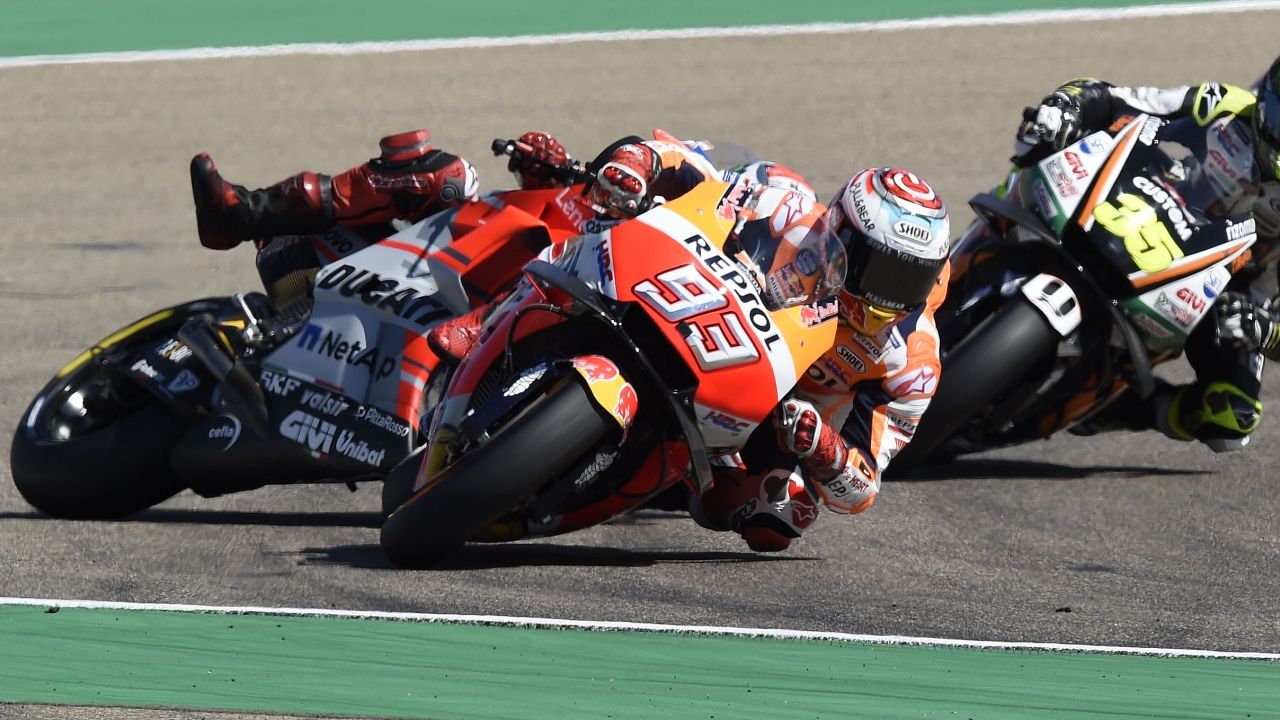 Caída Jorge Lorenzo en Aragón 2018