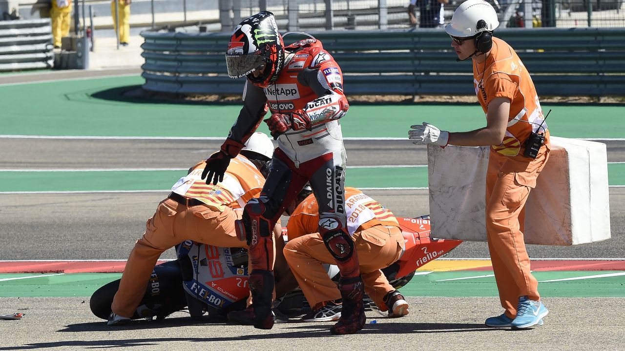 Caída Jorge Lorenzo en Aragón 2018