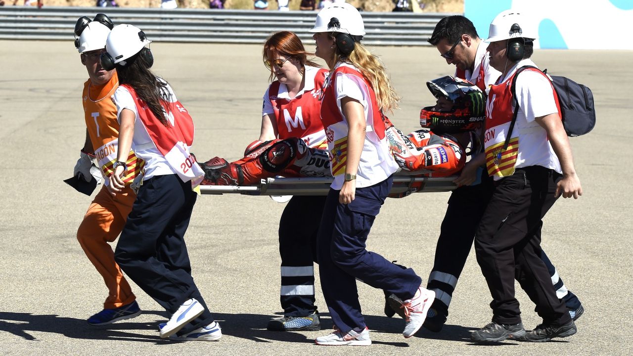 Caída Jorge Lorenzo en Aragón 2018