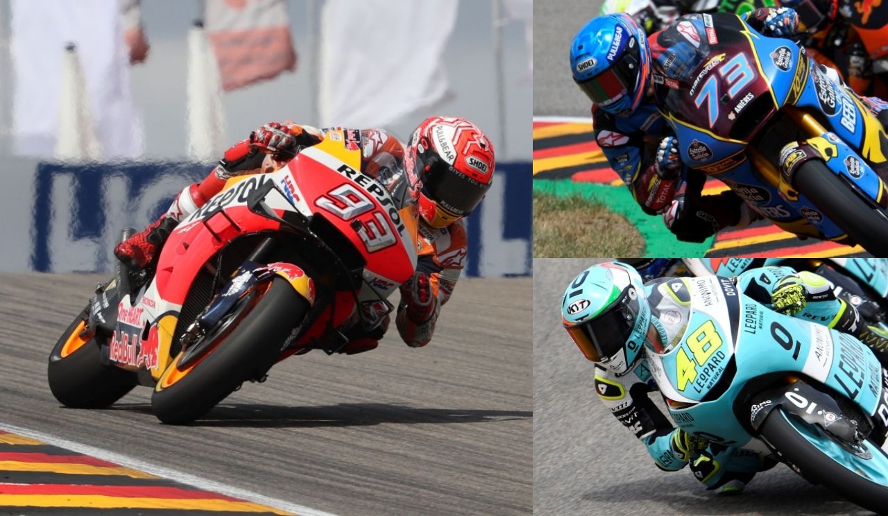 Marc Márquez, Álex Márquez y Lorenzo Dalla Porta, los vencedores del GP de Alemania (Fotos: Gold & Goose).