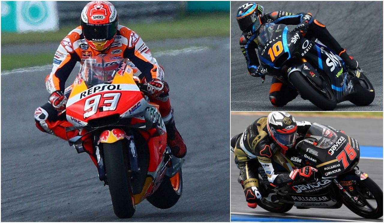 Marc Márquez, Luca Marini y Albert Arenas, ganadores del GP de Tailandia 2019 (Fotos: Gold & Goose).