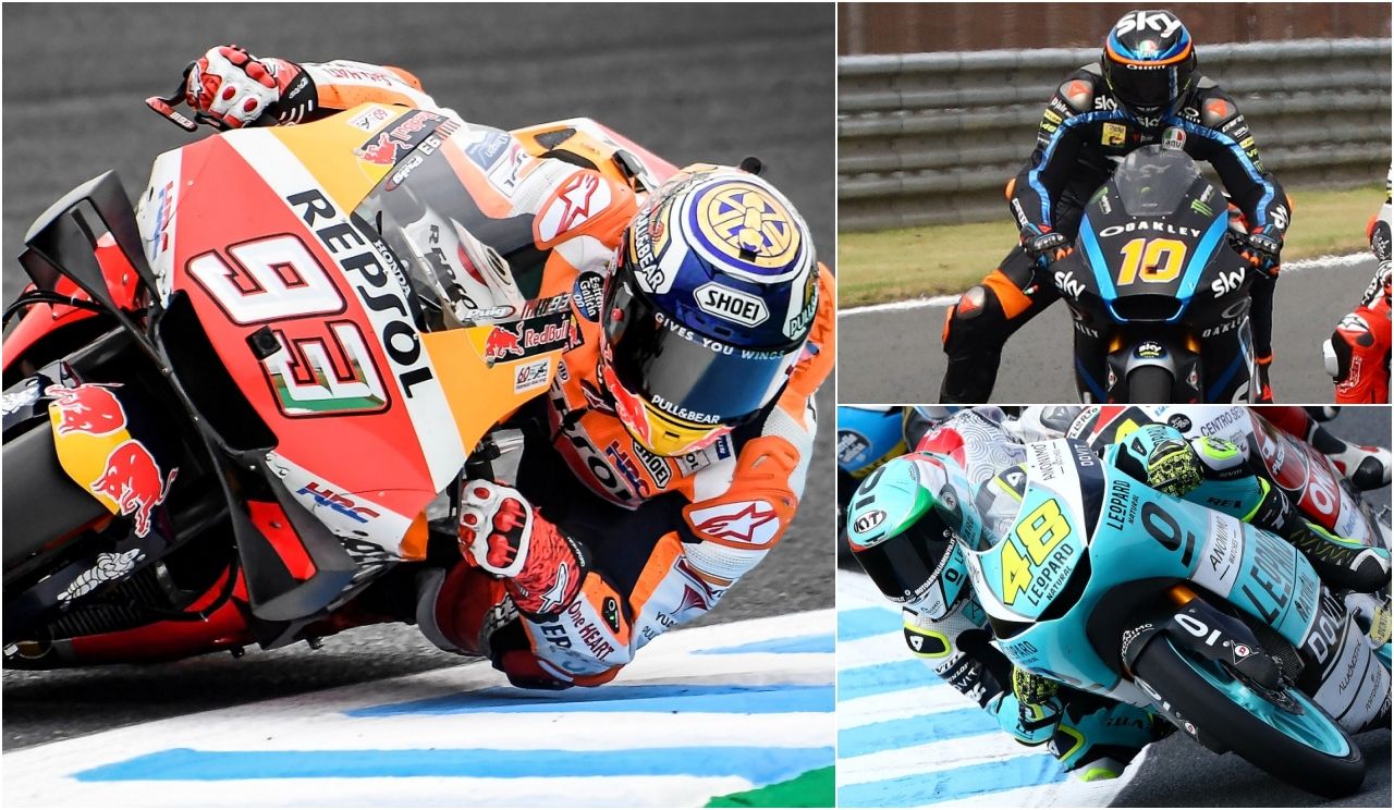 Marc Márquez, Luca Marini y Lorenzo Dalla Porta, los ganadores en Japón 2019 (Fotos: Gold & Goose).