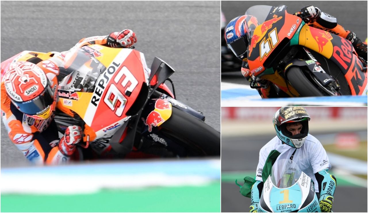 Marc Márquez, Brad Binder y Lorenzo Dalla Porta, los ganadores en Australia 2019 (Fotos: Gold & Goose).