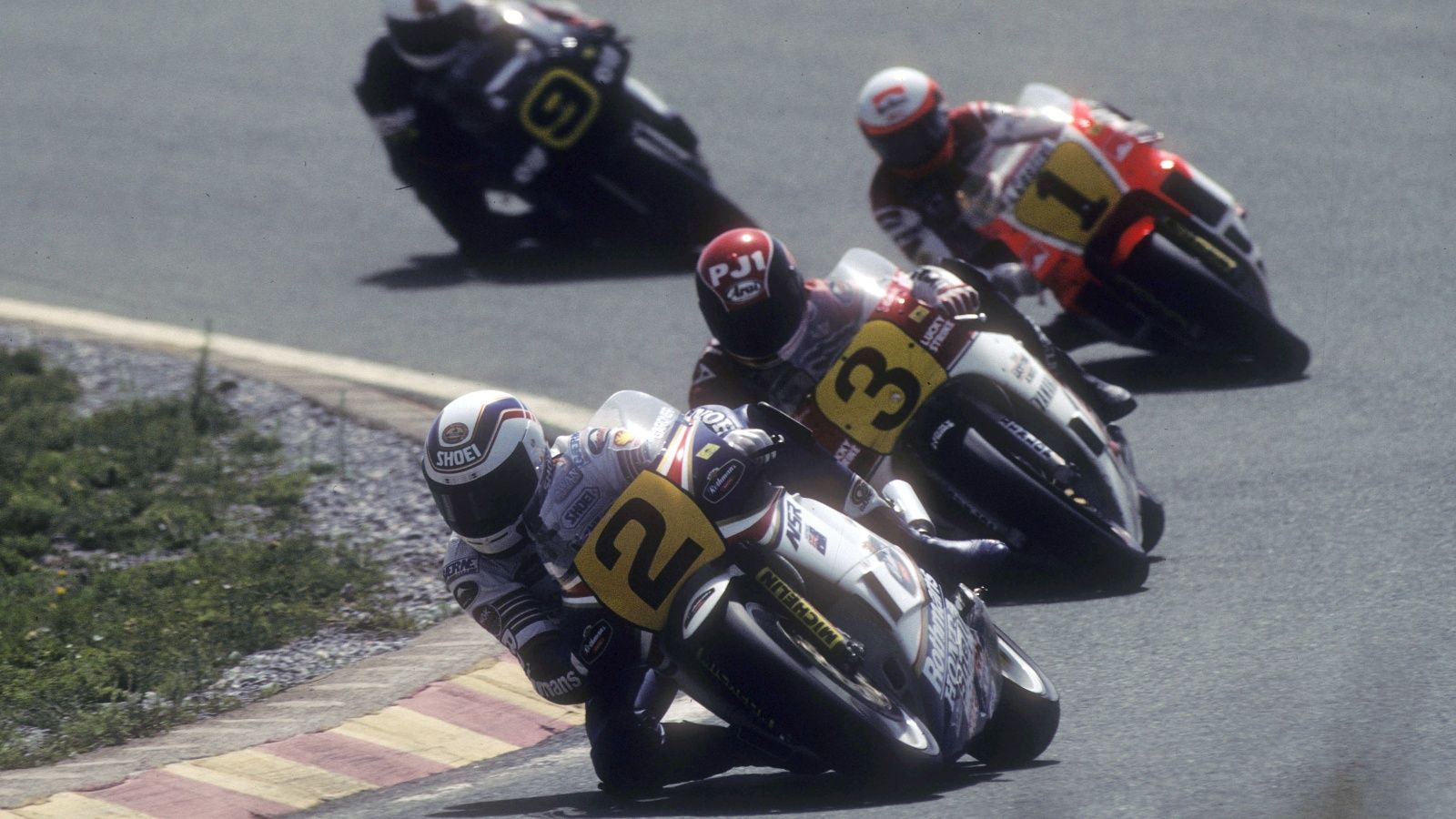 Wayne Gardner, Randy Mamola, Eddie Lawson y Ron Haslam
