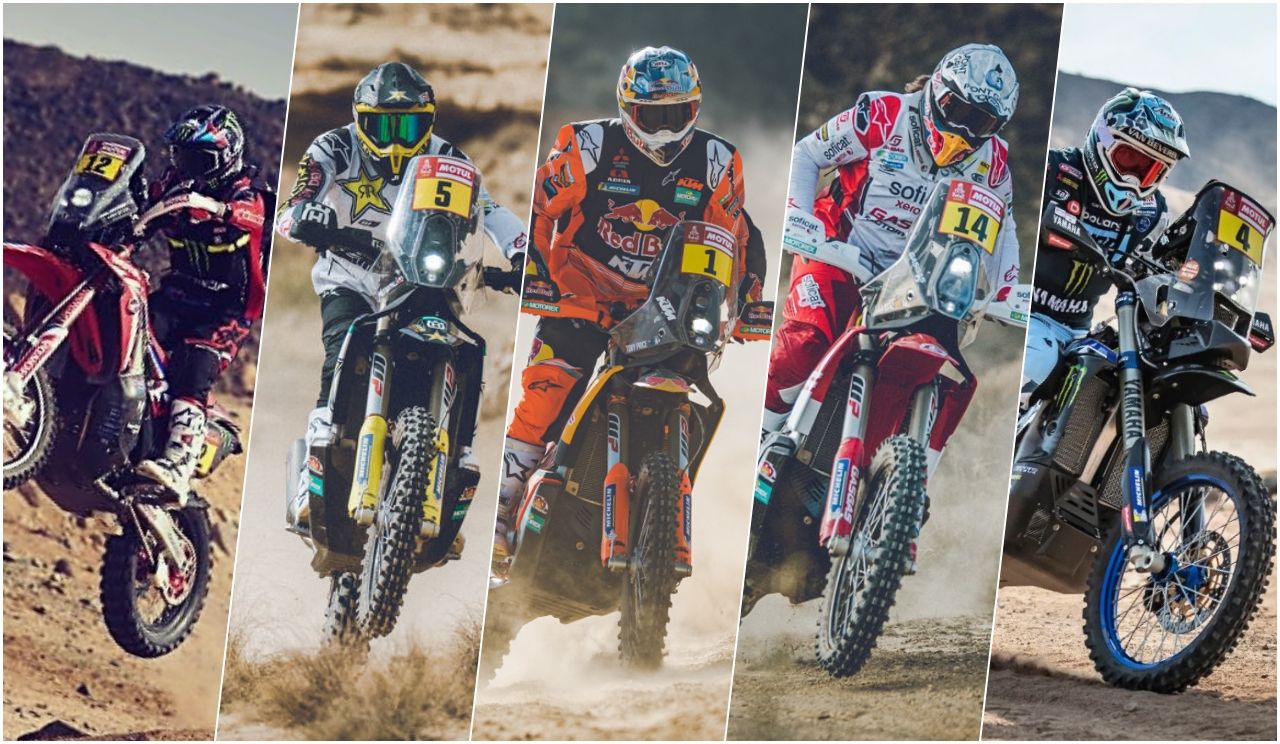 Joan Barreda, Pablo Quintanilla, Toby Price, Laia Sanz y Adrien Van Beveren (Fotos: Marcas / Equipos).