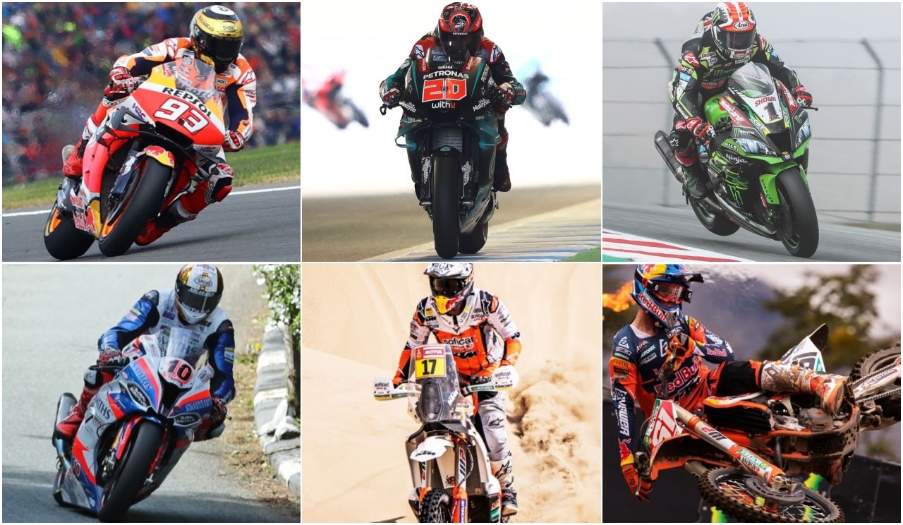 Marc Márquez, Fabio Quartararo, Jonathan Rea, Peter Hickman, Laia Sanz y Jorge Prado