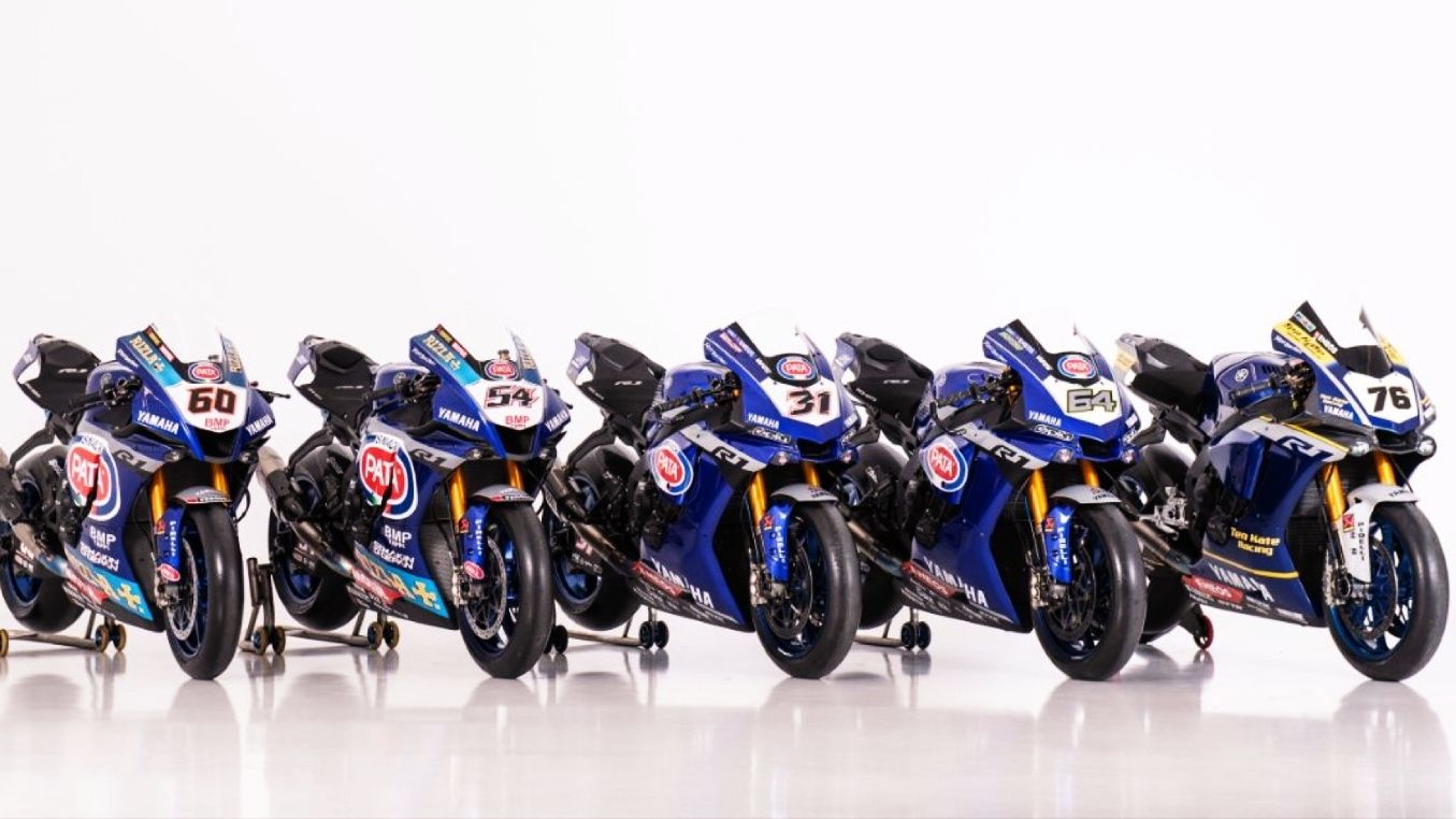 Las cinco Yamaha YZF-R1 que disputarán el Mundial de Superbike en 2020 (Fotos: Yamaha).