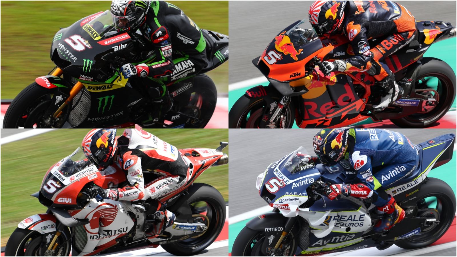 Johann Zarco en Sepang con las cuatro motos que ha pilotado en los últimos 15 meses (Fotos: Gold & Goose).