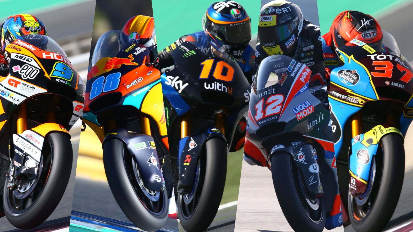Jorge Navarro, Jorge Martín, Luca Marini, Thomas Luthi y Augusto Fernández (Fotos: Gold & Goose).