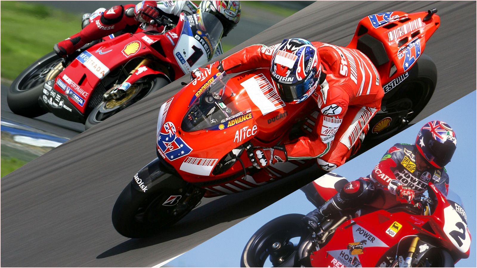 Troy Bayliss, Casey Stoner y Troy Corser (Fotos: Gold & Goose).