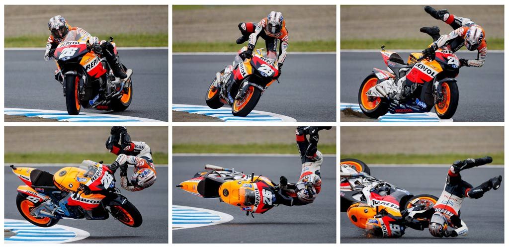 Caídas en MotoGP: al filo de lo imposible
