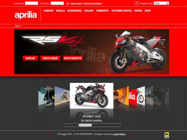 Aprilia estrena nueva web