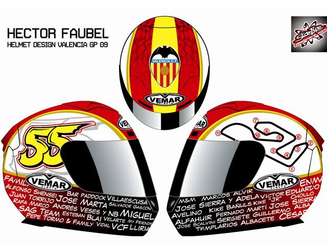 El casco de Héctor Faubel en Cheste