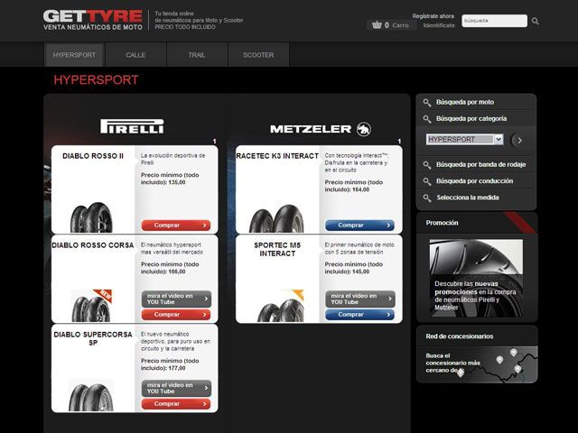 Pirelli moto lanza su primer servicio de venta online, Gettyre.es