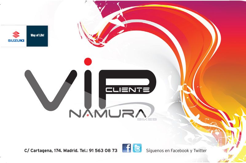 Tarjeta VIP para los clientes de Suzuki Namura Bikes