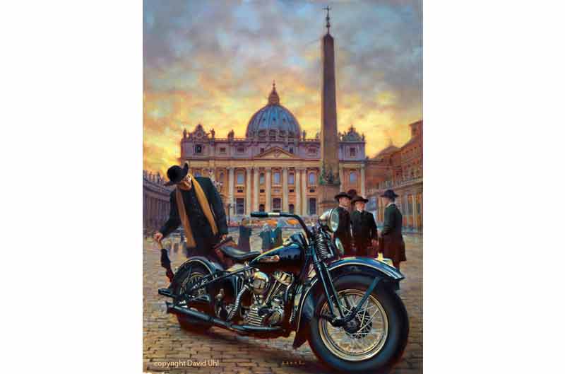 Obra de arte del 110 Aniversario de Harley-Davidson en Roma