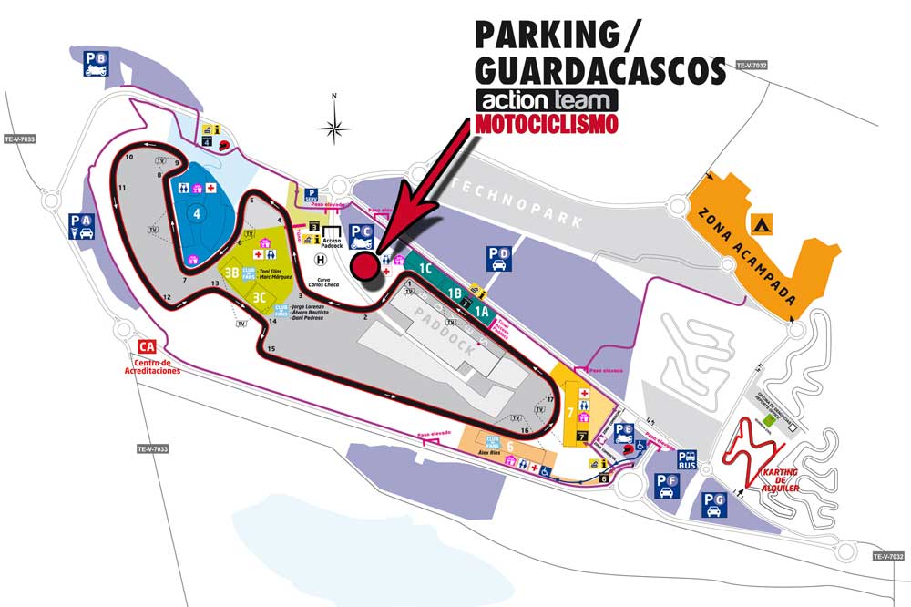 Parking y guardacascos gratis en MotorLand