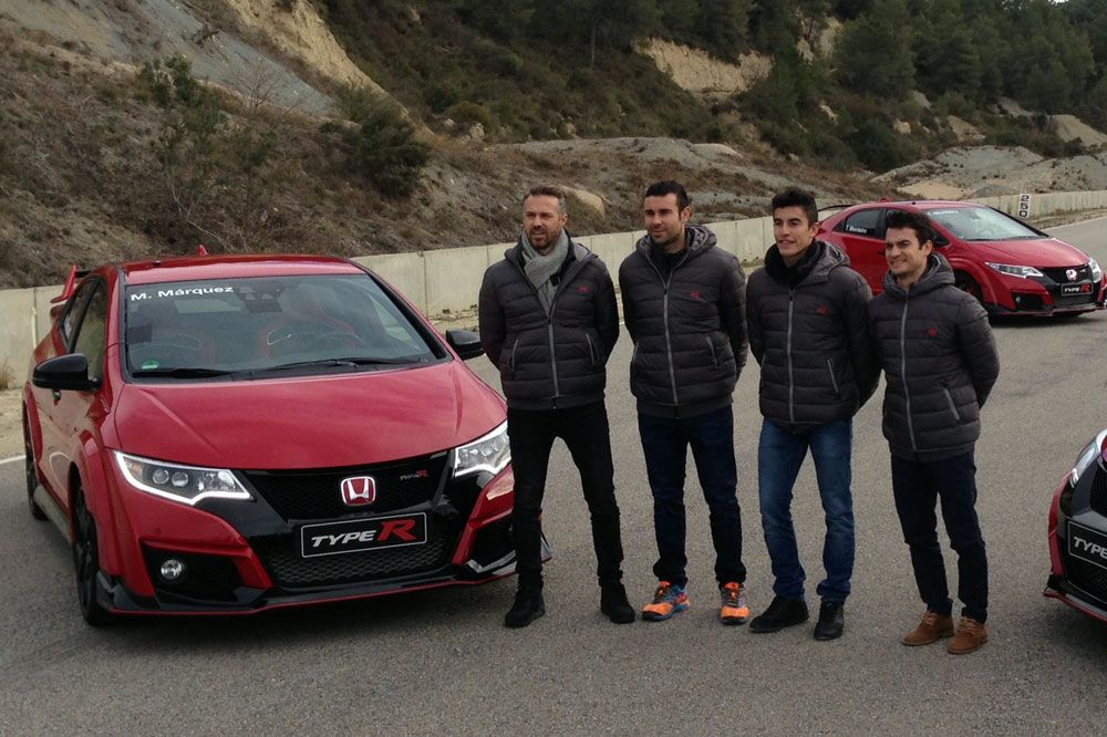 Márquez, Pedrosa, Bou y el Honda Civic Type R