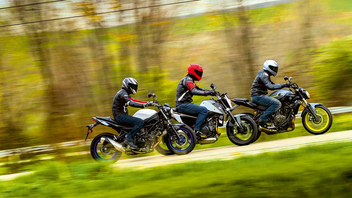 KTM 690 Duke, Suzuki SV650 y Yamaha MT-07