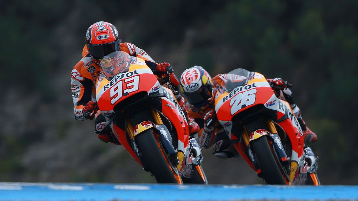 Márquez y Pedrosa siguen trabajando en el motor de 2017