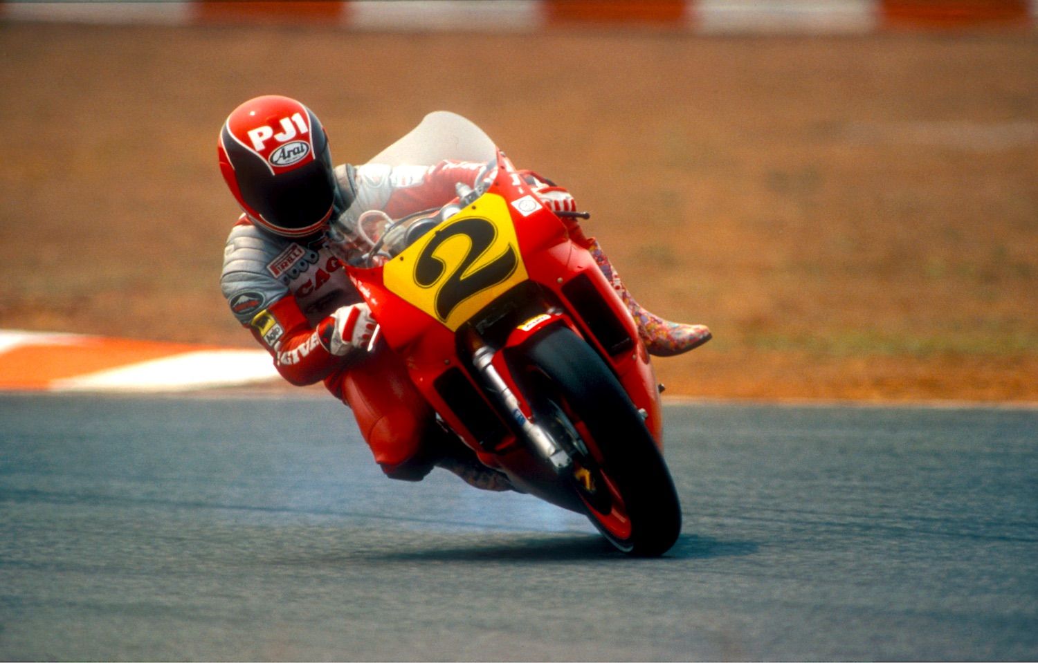 El show de Randy Mamola con la Cagiva C588
